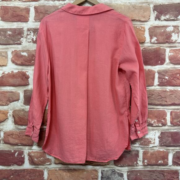 Tommy Bahama Top Shirt Womens Medium Pink Linen Casual Button Front Long Sleeves - Picture 4 of 9